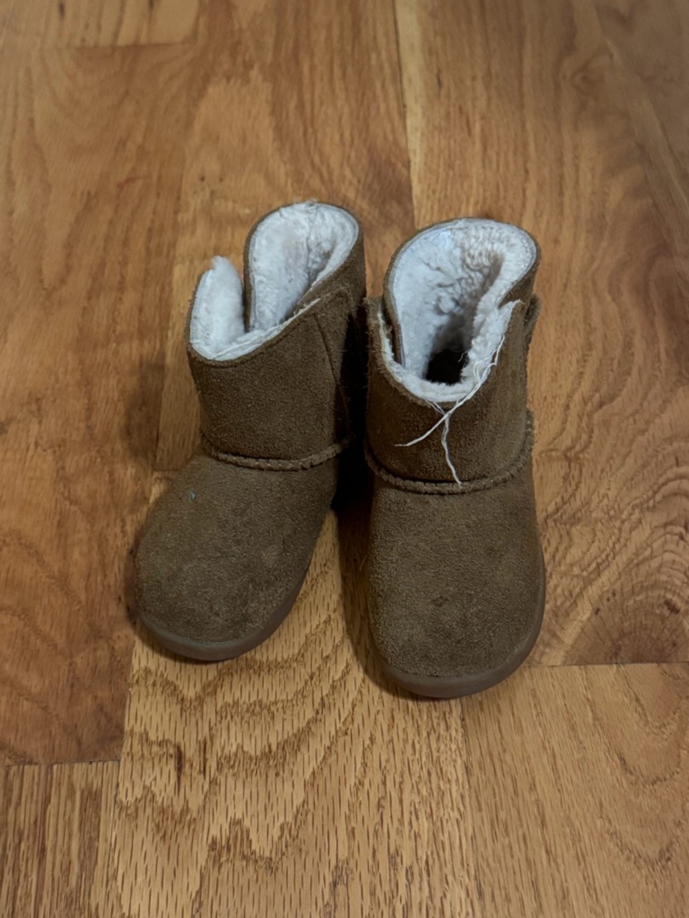 UGG Toddler Chestnut Suede Boots with Cream Shearling